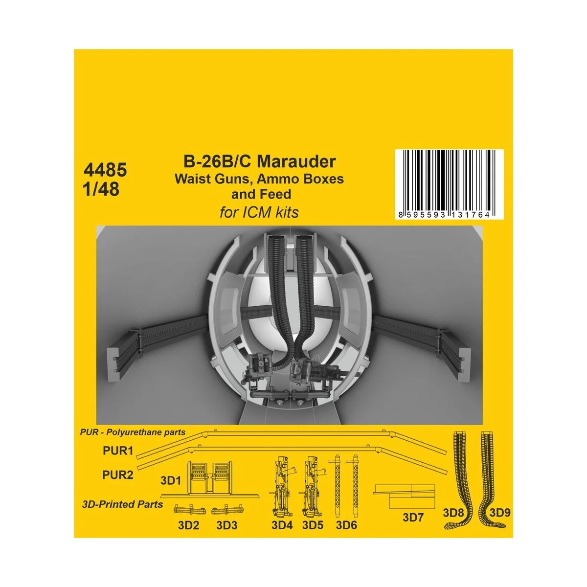 B-26B/C Marauder Waist Guns, Ammo Boxes and Feed / for ICM kit - CM...