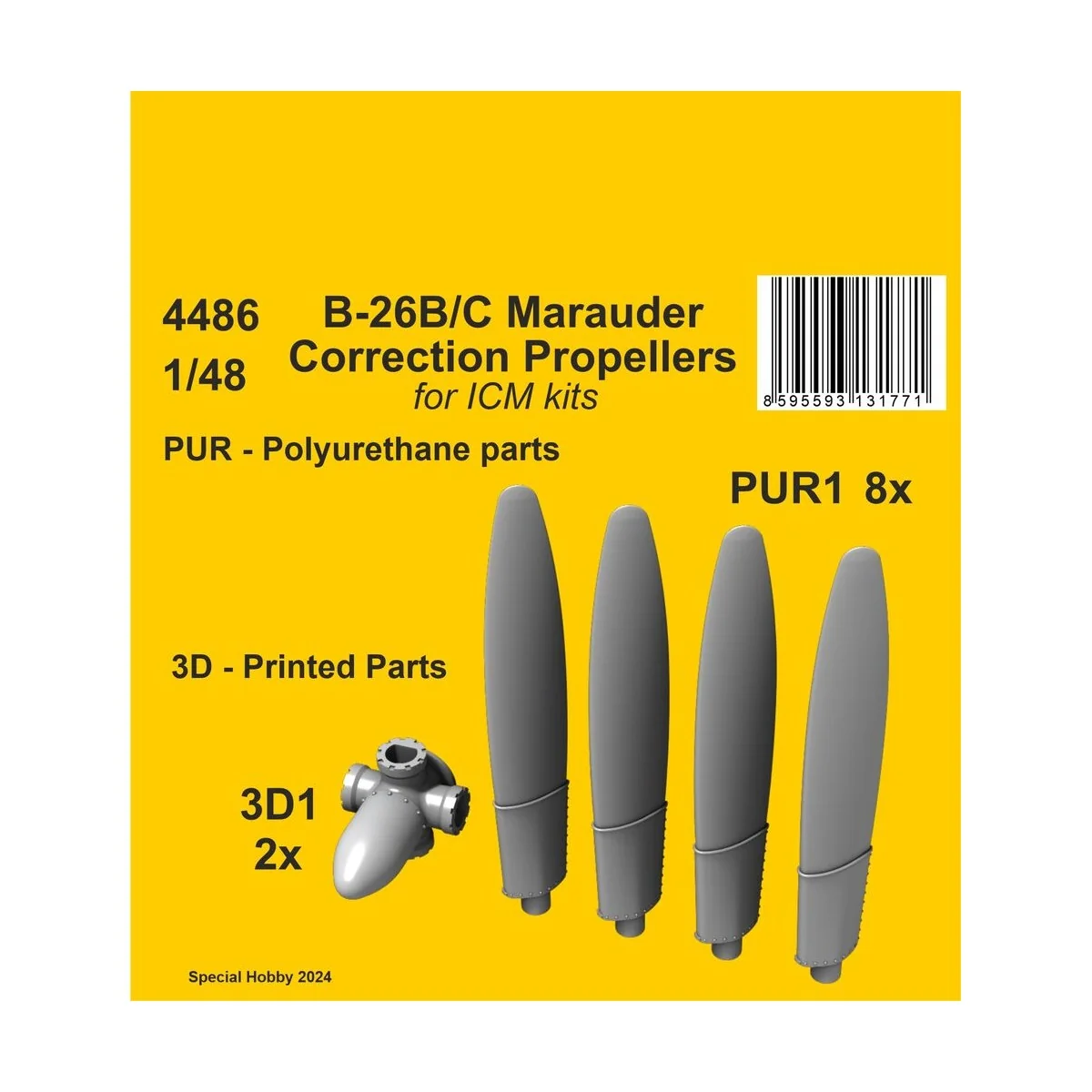 B-26B/C Marauder Correction Propellers / for ICM kit, 1/48 - CMK 12... B-26B/C Marauder Correction Propellers / for ICM kit, 1/48 - CMK 12...