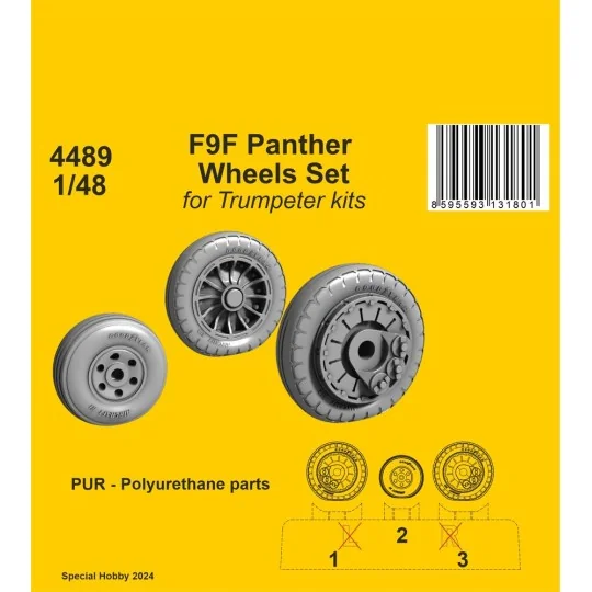 F9F Panther Wheels Set / for Trumpeter kits, 1/48 - CMK 129-4489