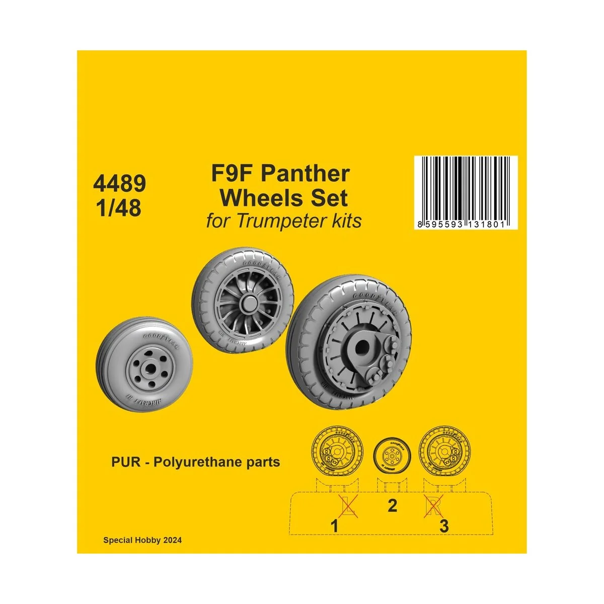 F9F Panther Wheels Set / for Trumpeter kits, 1/48 - CMK 129-4489