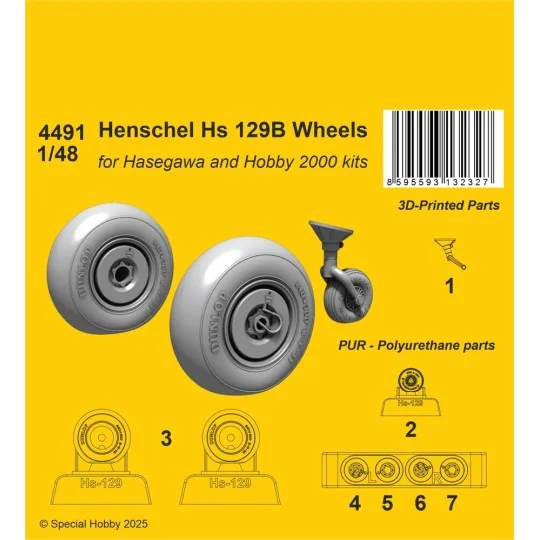 Henschel Hs 129B Wheels / for Hasegawa and Hobby 2000 kits, 1/48 - ... Henschel Hs 129B Wheels / for Hasegawa and Hobby 2000 kits, 1/48 - ...