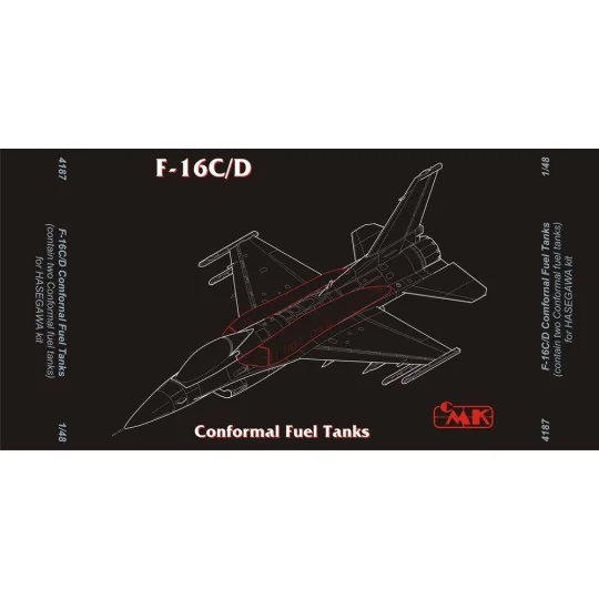 F-16C/D Conformal Fuel Tanks für Hasegawa-Bausatz, 1/48 - CMK 129-4187 F-16C/D Conformal Fuel Tanks für Hasegawa-Bausatz, 1/48 - CMK 129-4187