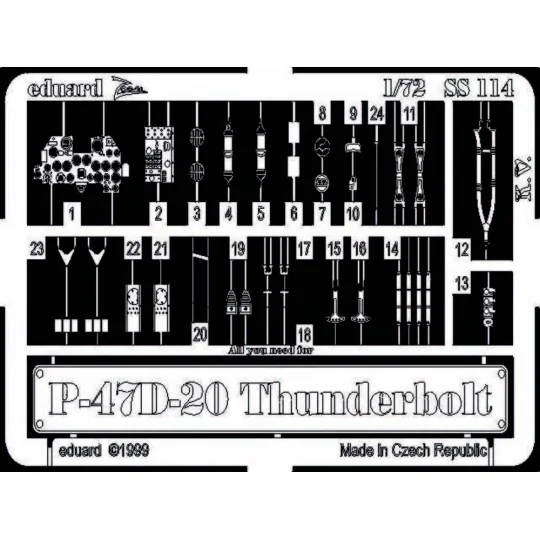P-47D-20 Thunderbolt für Academy Bausatz - Eduard Accessories SS114