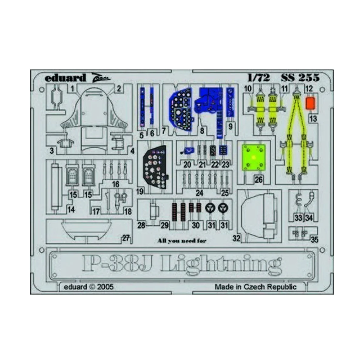 P-38J Lightning für Academy Bausatz - Eduard Accessories SS255