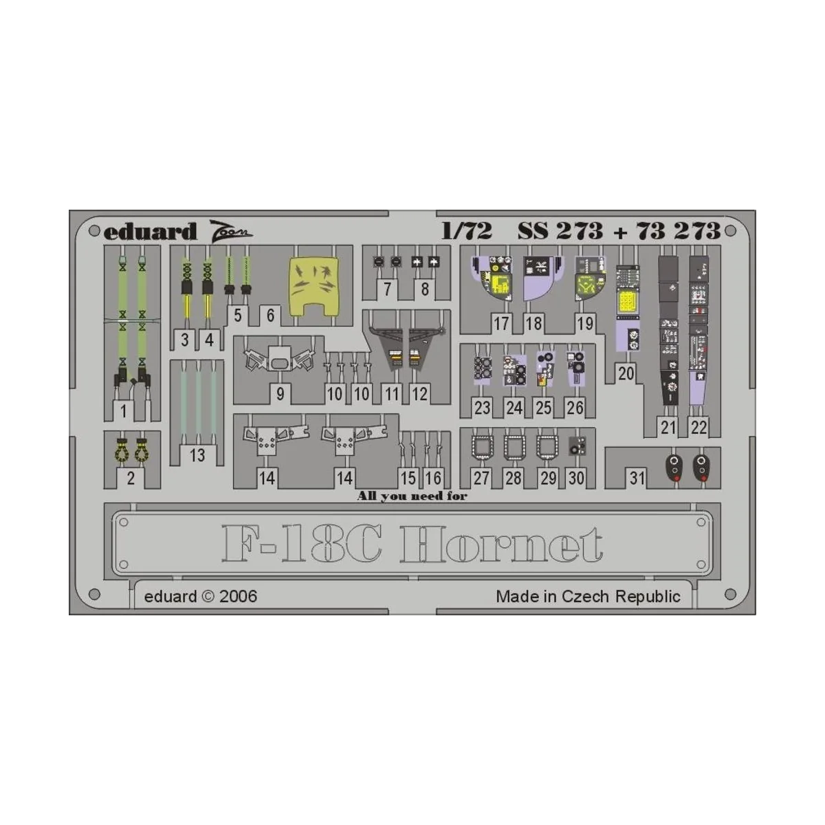 F-18C Hornet für Hasegawa Bausatz, 1/72 - Eduard Accessories SS273