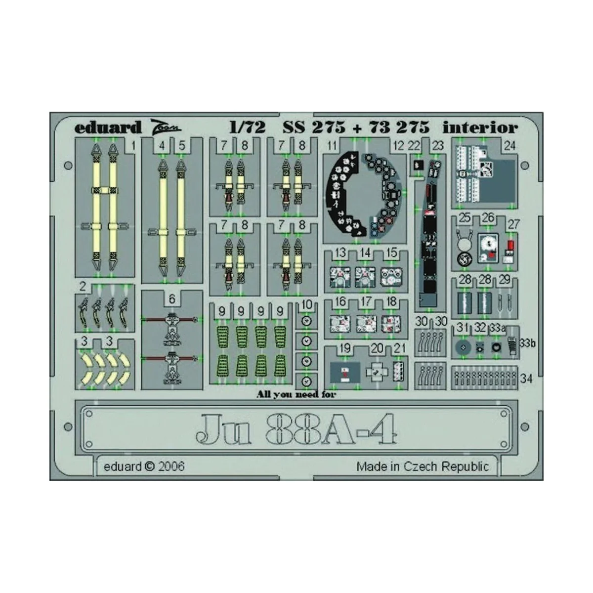 Ju 88A-4 interior für Hasegawa-Bausatz - Eduard Accessories SS275