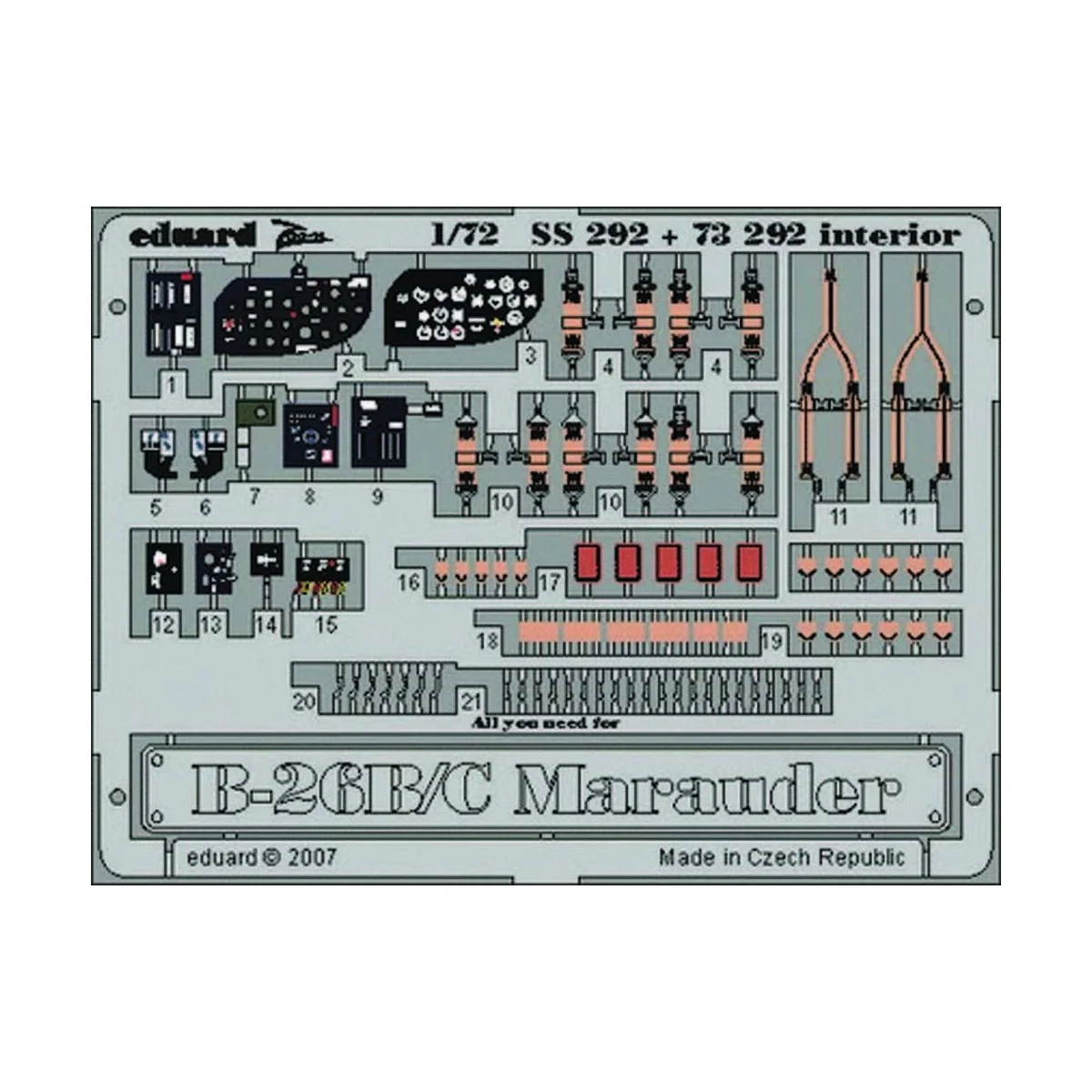 B-26B/C Marauder interior für Hasegawa-Bausatz, 1/72 - Eduard Acces...