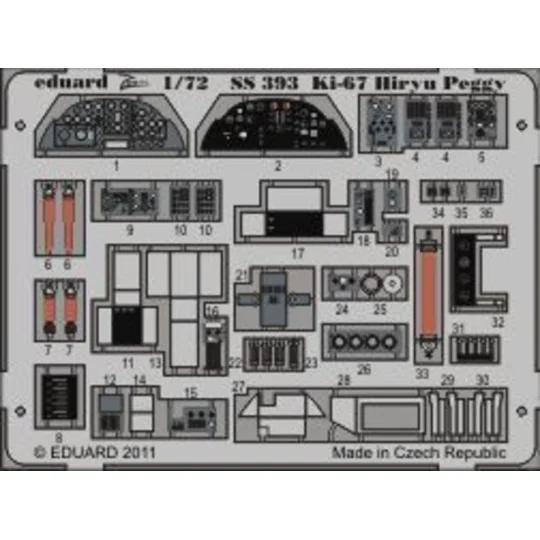 Ki-67 Hiryu Peggy for Hasegawa, 1/72 - Eduard Accessories SS393