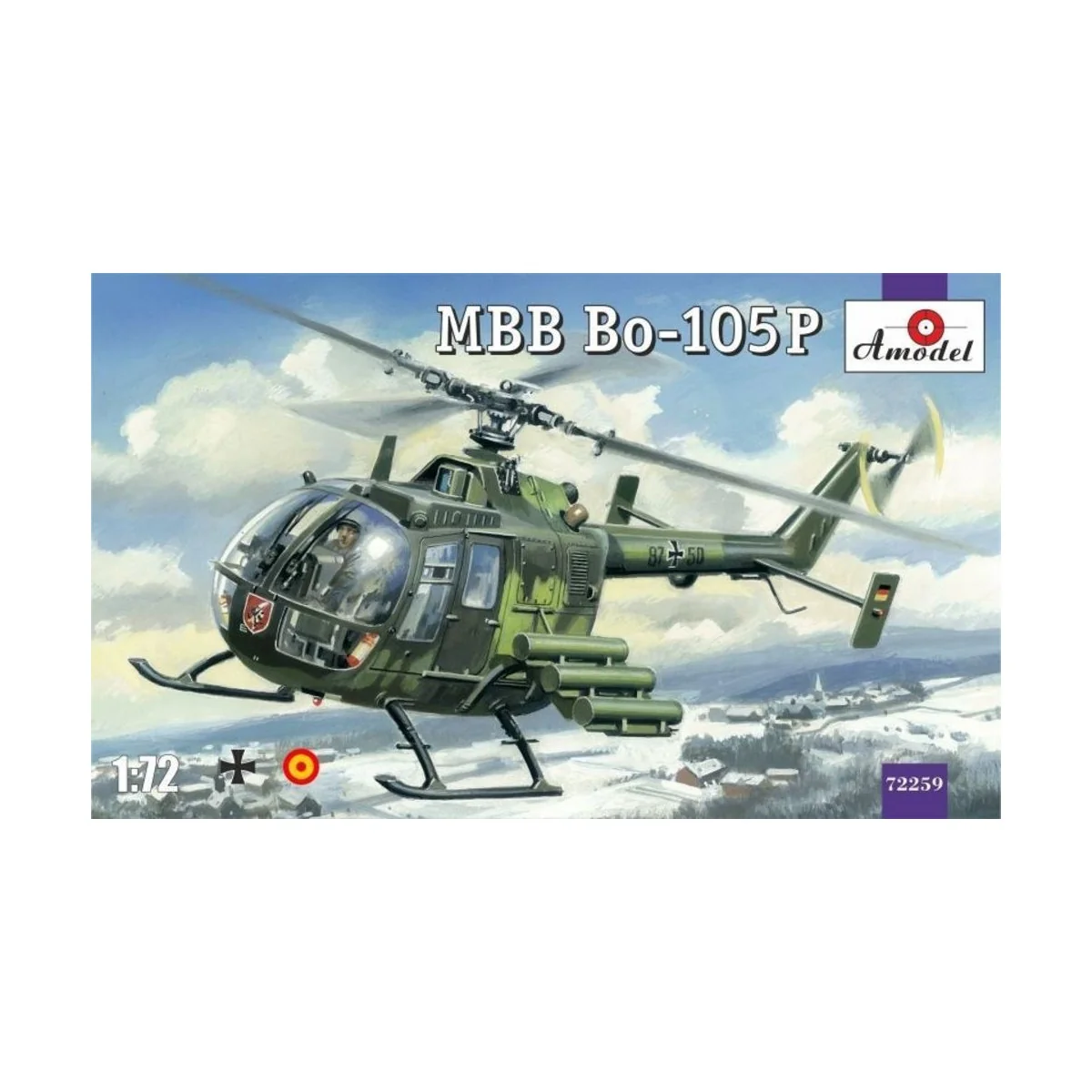 MBB Bo-105P helicopter, military version, 1/72 - Amodel AMO72259 MBB Bo-105P helicopter, military version, 1/72 - Amodel AMO72259