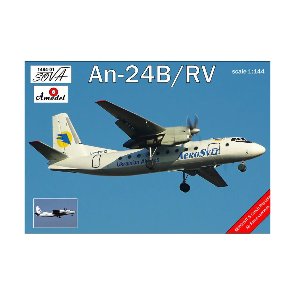 Antonov An-24B/RV Ukrainian airlines, 1/144 - Amodel AMO1464-01