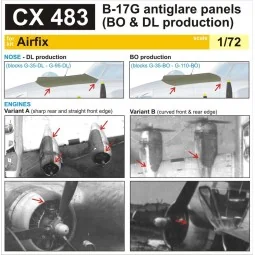 B-17G antiglare panels(BO&DL produktion) for Airfix - Eduard Access...