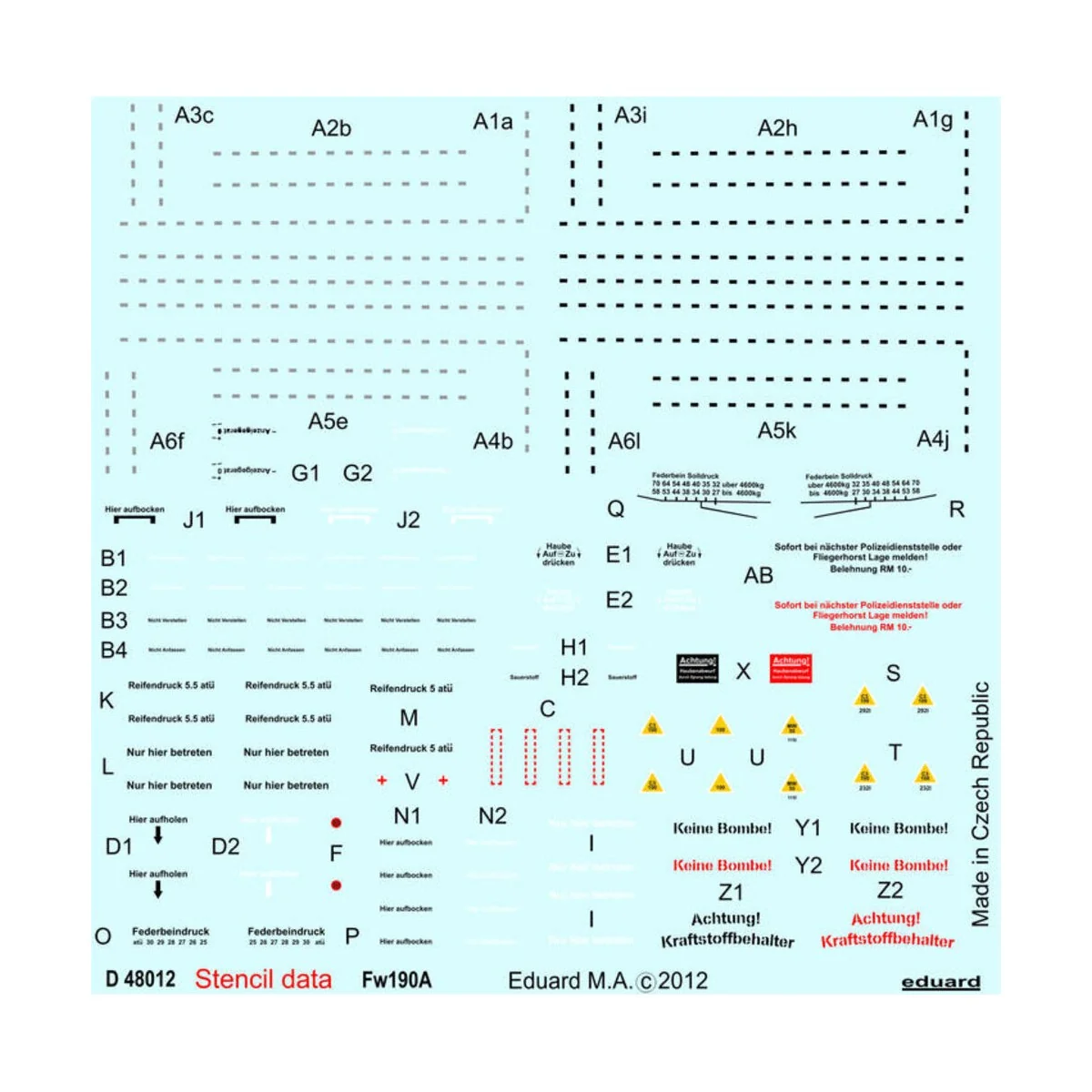Fw 190A stencils, 1/48 - Eduard Accessories D48012