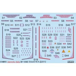 Bf 109E stencils, 1/48 - Eduard Accessories D48013