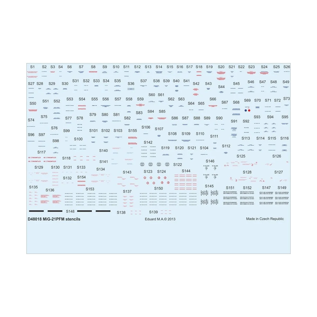 MiG-21PFM stencils for Eduard, 1/48 - Eduard Accessories D48018