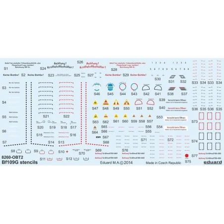Bf 109G stencils for Eduard, 1/48 - Eduard Accessories D48025