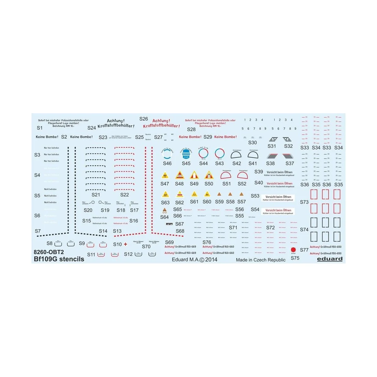 Bf 109G stencils for Eduard, 1/48 - Eduard Accessories D48025