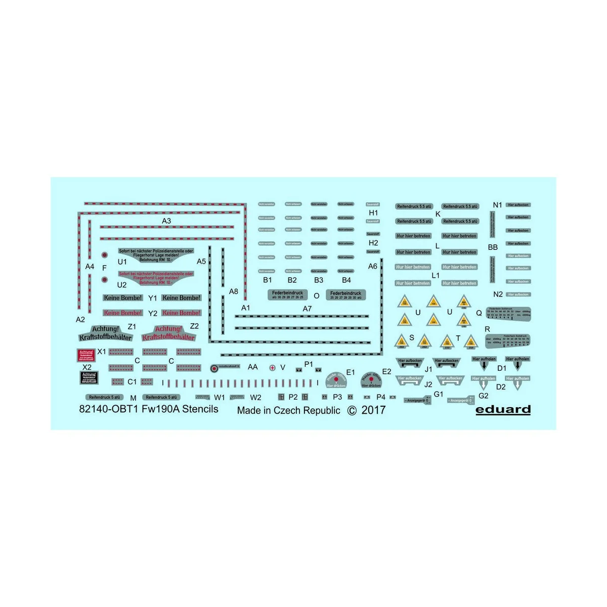 Fw 190 A stencils for Eduard - Eduard Accessories D48029