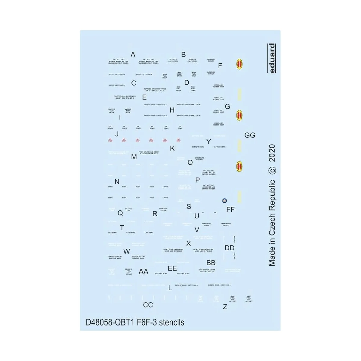 F6F-3 stencils for Eduard - Eduard Accessories D48058