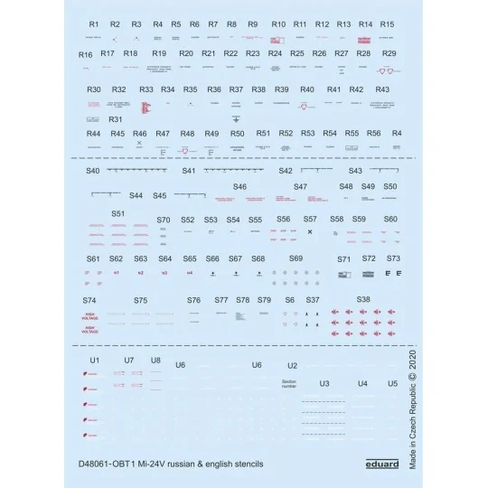 Mi-24V stencils Russian & English for Zvezda, 1/48 - Eduard Accesso...