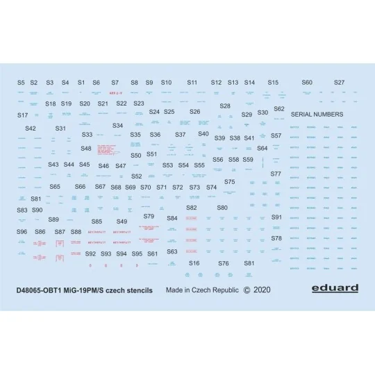 MiG-19 stencils Czech for Eduard - Eduard Accessories D48065