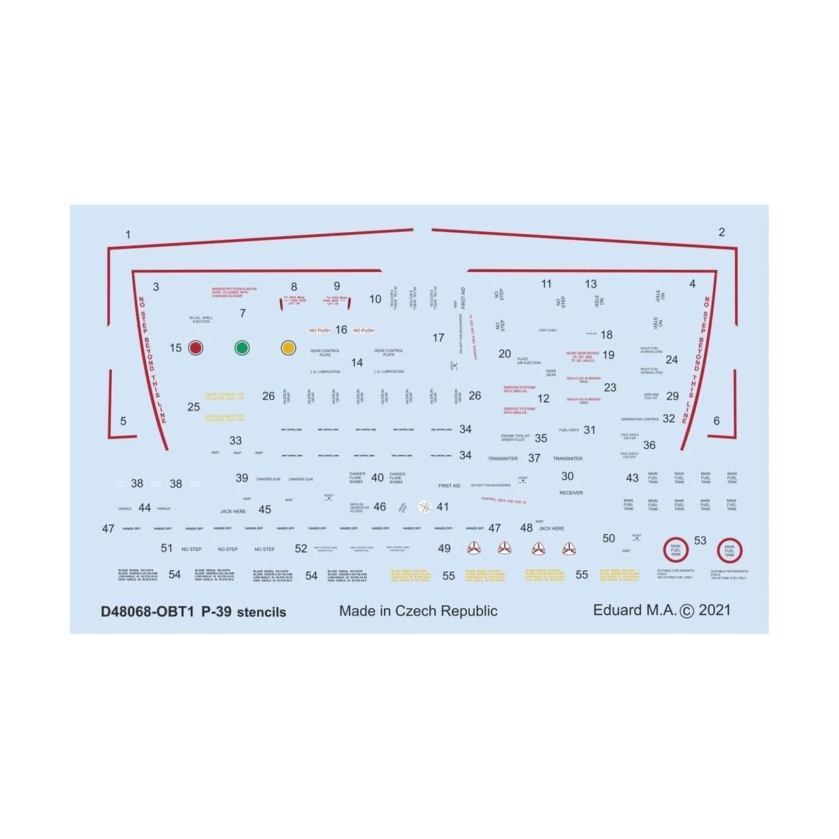 P-39 stencils for Eduard, 1/48 - Eduard Accessories D48068