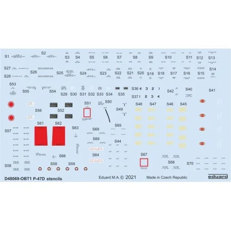 P-47D stencils for Eduard, Tamiya, 1/48 - Eduard Accessories D48069