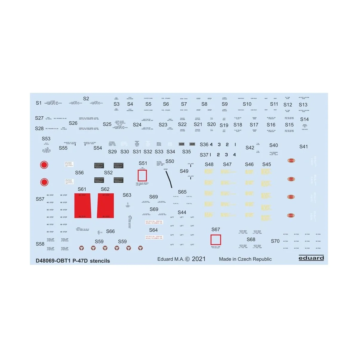 P-47D stencils for Eduard,Tamiya - Eduard Accessories D48069
