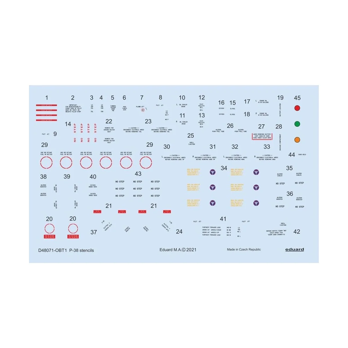 P-38 stencils 1/48 for TAMIYA/ACADEMY/HASEGAWA - Eduard Accessories...