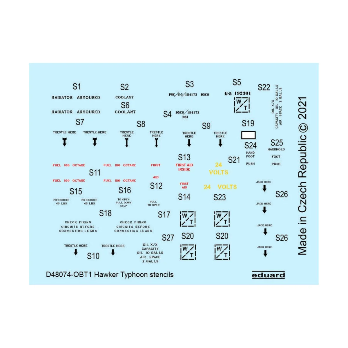 Hawker Typhoon stencils 1/48 for HASEGAWA - Eduard Accessories D48074