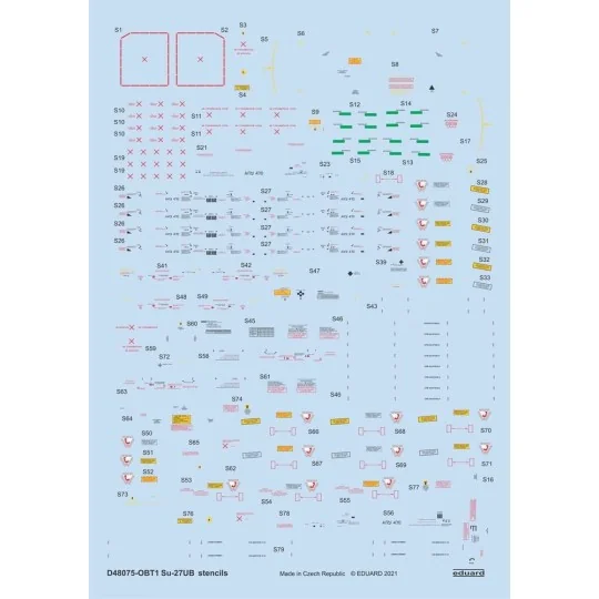 Su-27UB stencils 1/48 for ACADEMY/KITTY HAWK/GWH - Eduard Accessori...