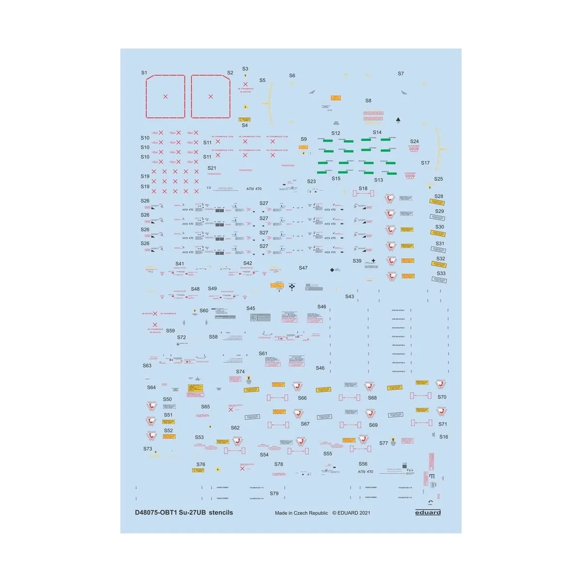 Su-27UB stencils 1/48 for ACADEMY/KITTY HAWK/GWH - Eduard Accessori...