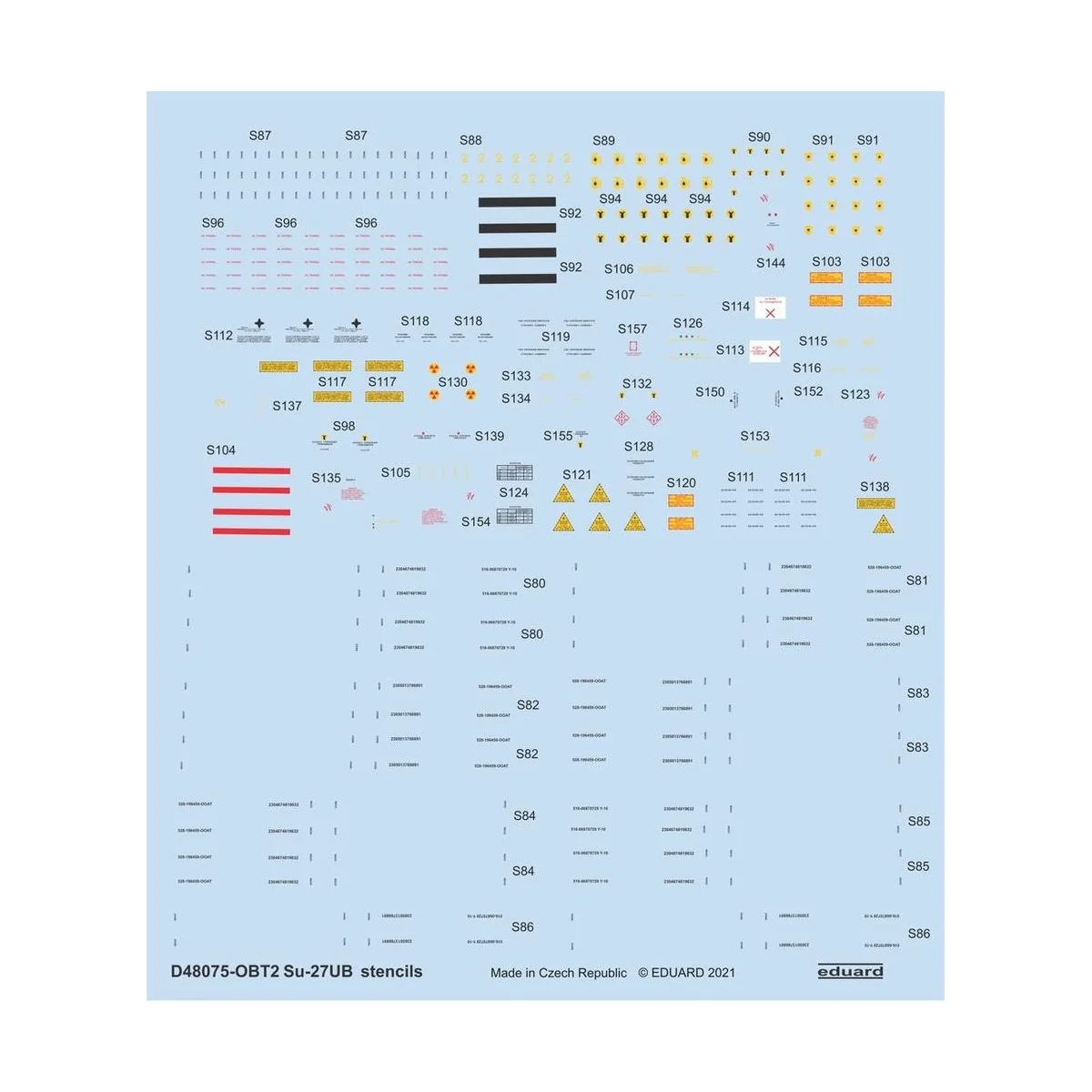 Su-27UB stencils 1/48 for ACADEMY/KITTY HAWK/GWH - Eduard Accessori...