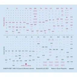 MiG-15 Czech & Russian stencils 1/48 for BRONCO - Eduard Accessorie...