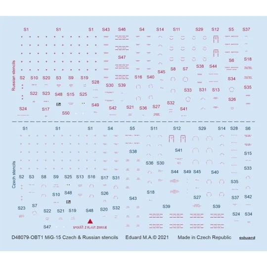 MiG-15 Czech & Russian stencils 1/48 for BRONCO - Eduard Accessorie...