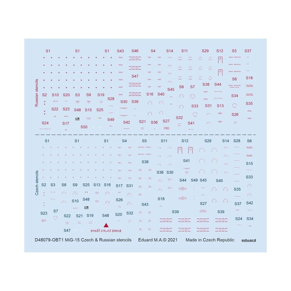 MiG-15 Czech & Russian stencils 1/48 for BRONCO - Eduard Accessorie...