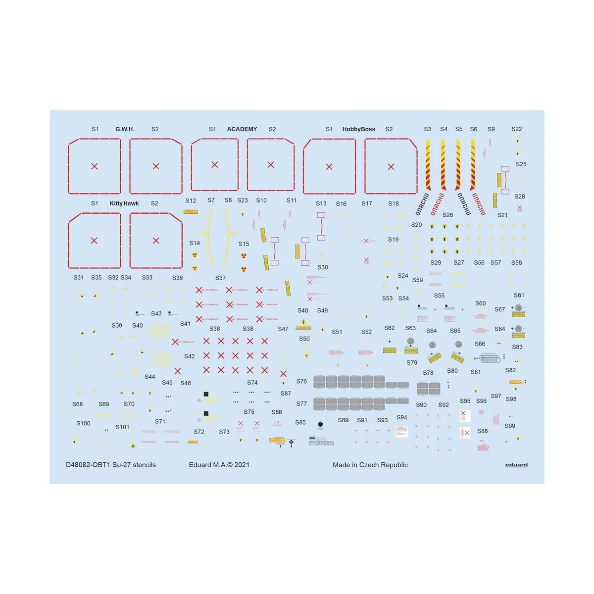 Su-27 stencils 1/48 for ACADEMY/KITTY HAWK/HOBBY BOSS/GWH, 1/48 - E...