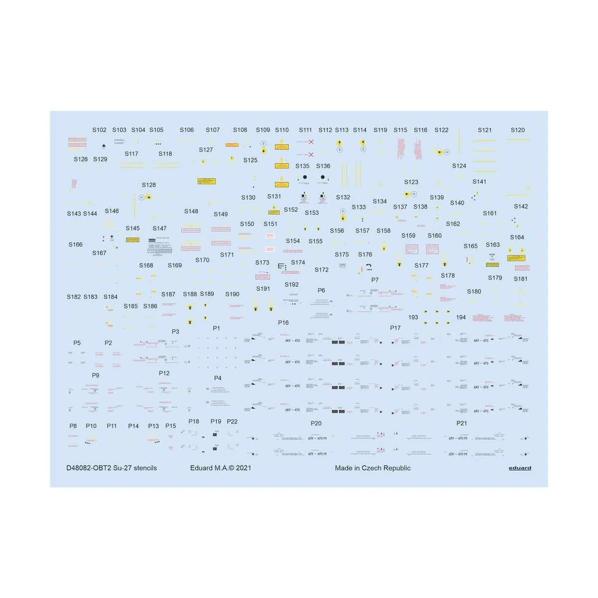 Su-27 stencils 1/48 for ACADEMY/KITTY HAWK/HOBBY BOSS/GWH - Eduard ...