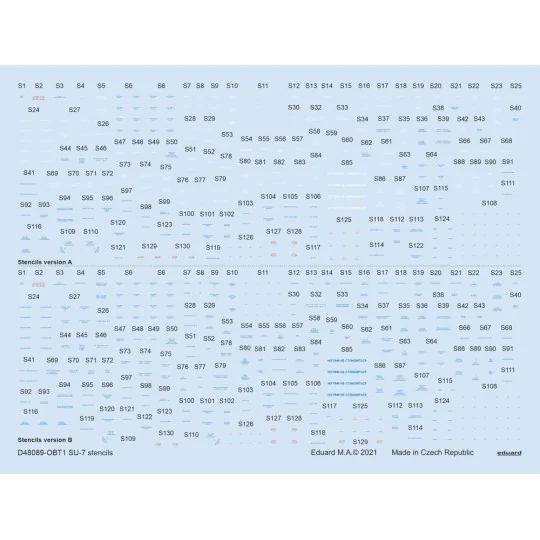 Su-7 stencils 1/48 for OEZ/SMR, 1/48 - Eduard Accessories D48089