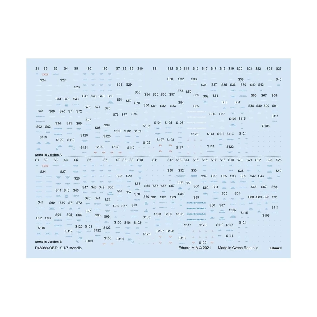 Su-7 stencils 1/48 for OEZ/SMR - Eduard Accessories D48089