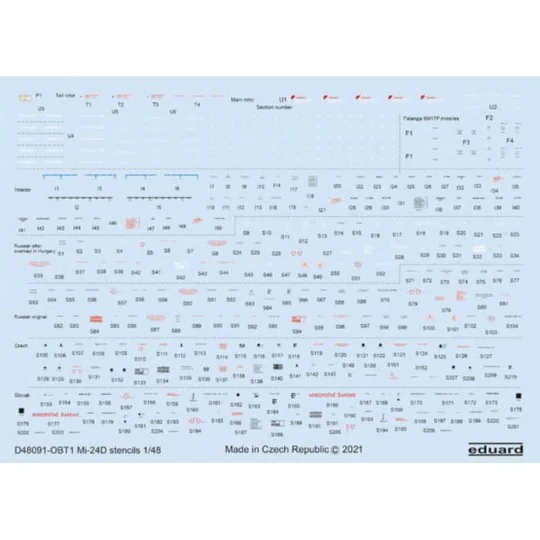 Mi-24D stencils for ZVEZDA, 1/48 - Eduard Accessories D48091