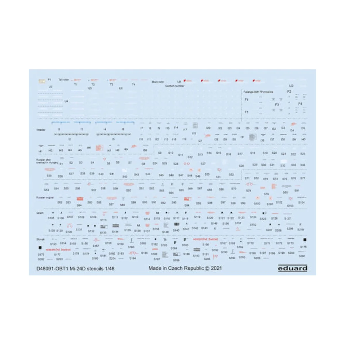 Mi-24D stencils for ZVEZDA - Eduard Accessories D48091