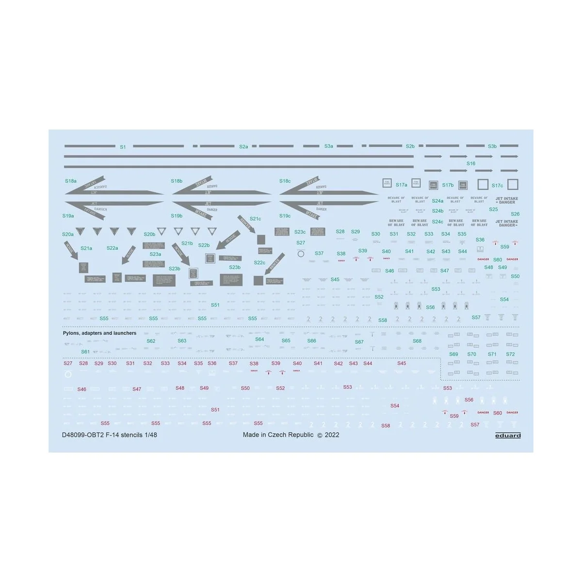 F-14 stencils for TAMIYA, 1/48 - Eduard Accessories D48099