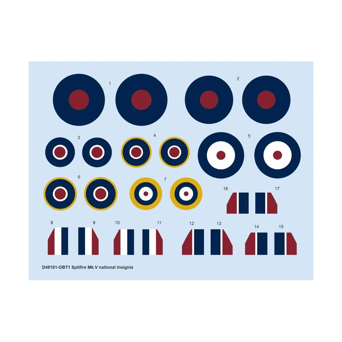 Spitfire Mk.V national insignia for EDUARD - Eduard Accessories D48101