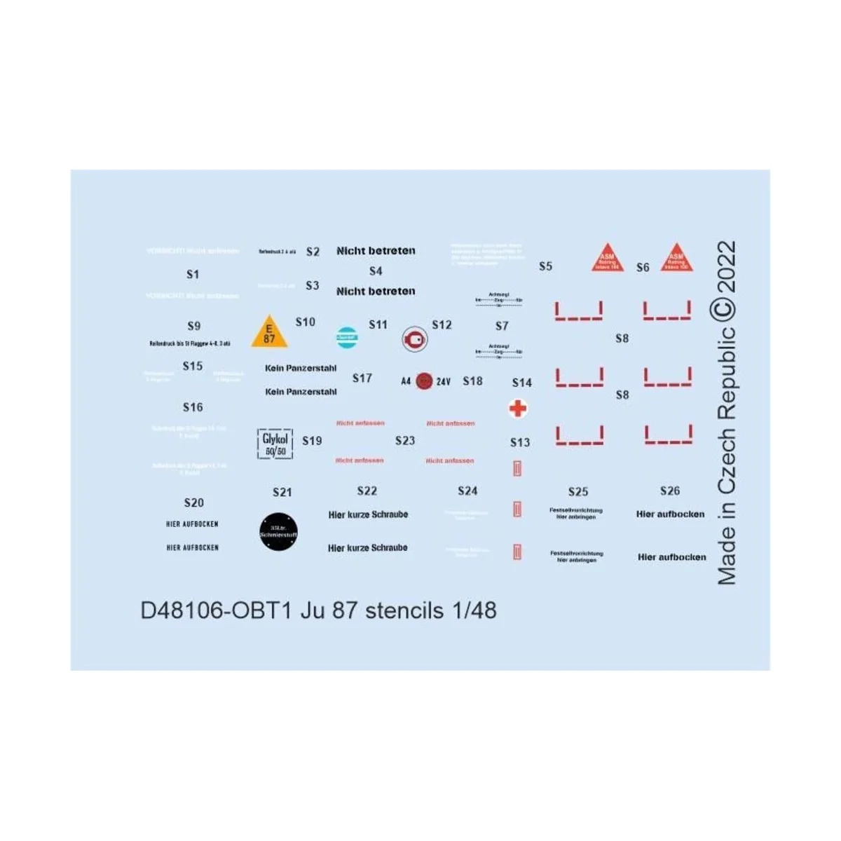 Ju 87 stencils for HASEGAWA/AIRFIX/ITALERI - Eduard Accessories D48106