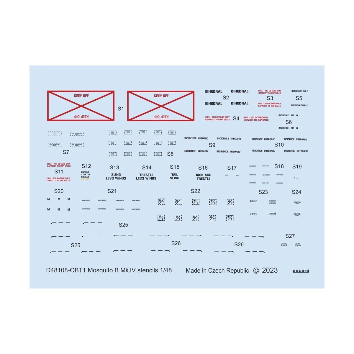 Mosquito B Mk.IV stencils for TAMIYA/REVELL, 1/48 - Eduard Accessor...