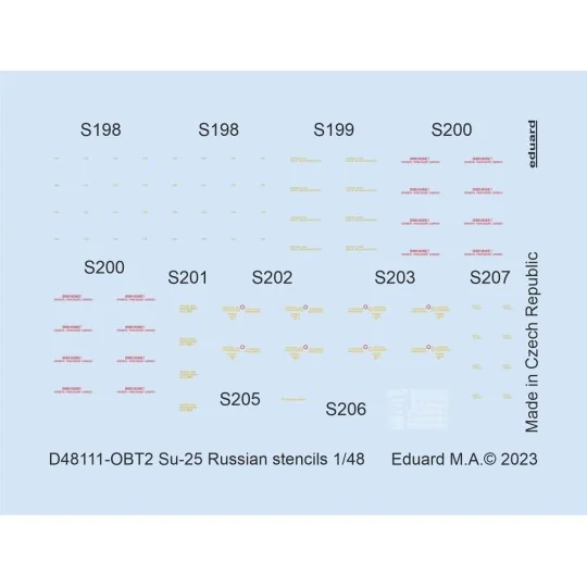 Su-25 Russian stencils 1/48 ZVEZDA - Eduard Accessories D48111