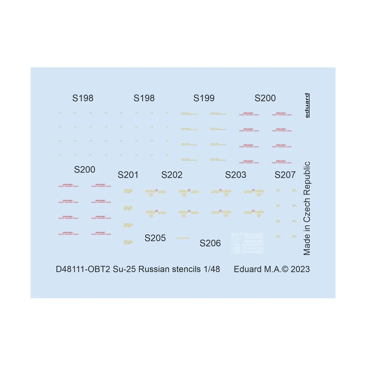 Su-25 Russian stencils 1/48 ZVEZDA - Eduard Accessories D48111