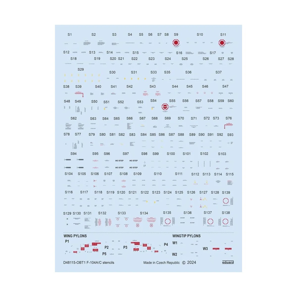 F-104A/C stencils 1/48 KINETIC - Eduard Accessories D48115
