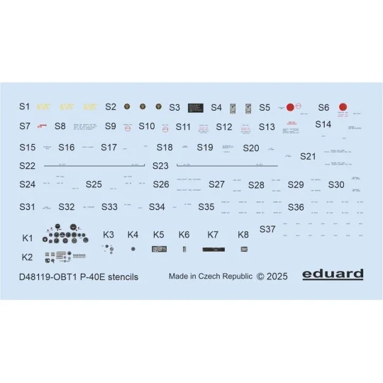 P-40E stencils EDUARD, 1/48 - Eduard Accessories D48119