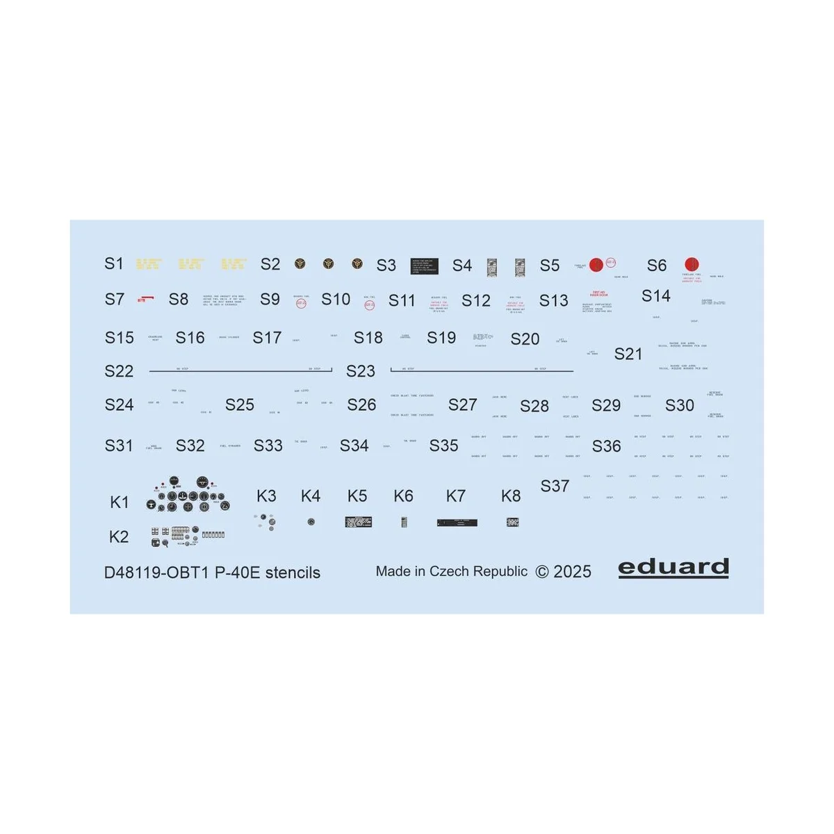 P-40E stencils EDUARD, 1/48 - Eduard Accessories D48119